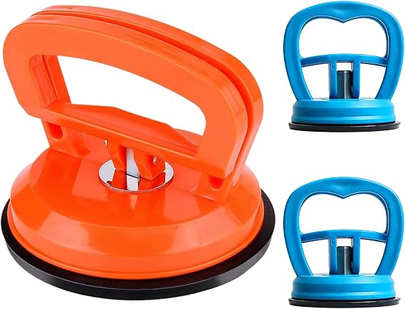 Car Dent Puller Kit, 3 Pack Dent Removal Tool with Heavy Duty Suction Cups, Dent Remover for Car Surface, Tiles, Glassand Smooth Surface Lifting (1 Large Orange & 2 Small Blue)