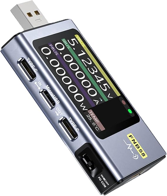 USB Voltage And Current Meter, Digital Voltmeter Ammeter USB Tester TY-C Fast Charge Detection Trigger Capacity(blue)