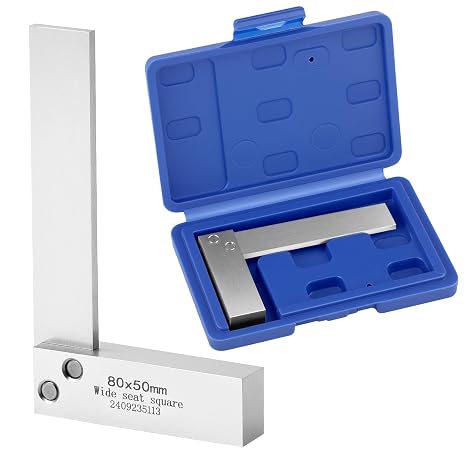 QWORK® Precision Machinist Square 80x50mm (3.2x2 inch) - Engineers Square Try Square 90 Degree, Hardened Steel