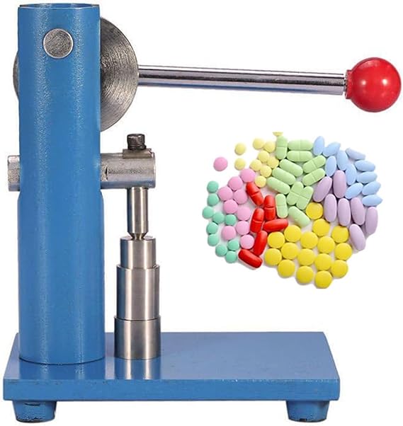 Manual Single Punch Tablet Press Machine, Steel Pill Stamping Maker for Home Use, Powder Tableting Tool with 10mm Die