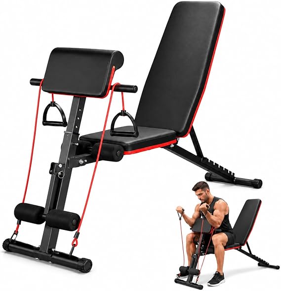 Adjustable Weight Bench Foldable Workout Bench 300KG Capacity with 6 Adjustable Positions, Heavy Duty Alloy Steel Frame, Multi Position Exercise Bench for Home Gym & Strength Training
