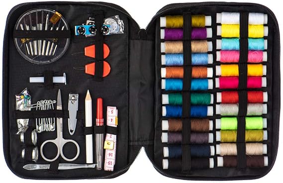 FiNeWaY Premium Emergency 96pc Travel Sewing Kit with Carry Case - Mini Beginner Craft Accessories and Embroidery Supplies Set