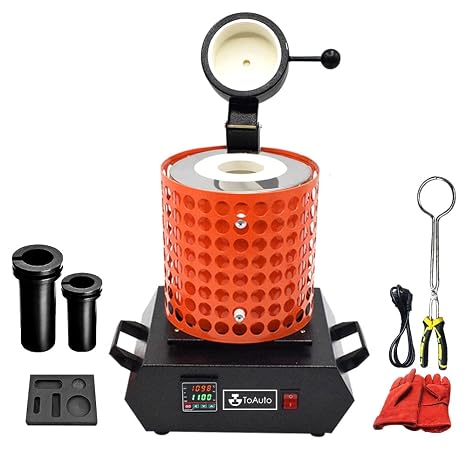 FASTTOBUY 3 kg Digital Melting Furnace 1100 °C / 2012°F Automatic Melting Furnace for Metal Electric Melting Oven Kit with 2 Graphite Drawers and Graphite Bar Shape