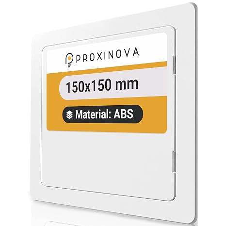 Proxinova Paintable Access Panel 150x150 mm, High-Grade ABS Plastic Panels for Inspection Hatch, Fuse Box Cover Cabinet, Wall and Ceiling, Conceals Wires, Meters, Pipes, Fits Flush to Surfaces