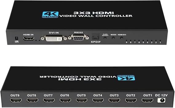 3x3 Video Wall Controller 4K HDMI DVI Input 1080P 3x3 2x3 2x4 4x2 1x4 TV Wall Controller Processor 9 Screen Splicing Splicer Box