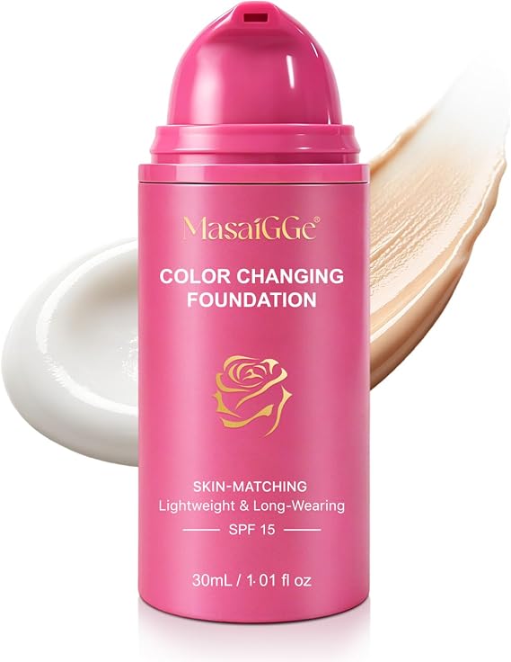 Color Changing Foundation, Base Inteligente - spf15 Adaptación Inteligente al Tono de Piel Hidratante y de alta Cobertura, Long Lasting Color Match for Face (1PC)