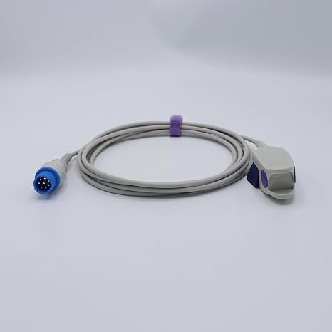 skmeditec Compatible with Mennen Horizon2000 Spo2 Sensor with Nellcor OxiSmart SpO2 Technology, 9.8FT Large Clip Probe Cable with 8 Pins Connector, Replacement Cord