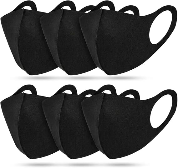 6 Pack Triple‑Layer Cotton Face Masks, Reusable & Washable Black Unisex Face Coverings with Nano‑Mesh Water‑Repellent Layer – Fashion Masks for Dust, Pollution & Droplets (Pack of 6)