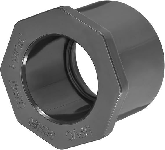 sourcing map PVC Bushing, 1-1/2" x 1" SCH40 PVC Pipe Fittings Straight Connector, 2-Ways Slip Socket Coupling Adapter Connectors Furniture Grade for Irrigation, Pool & Plumbing, Black