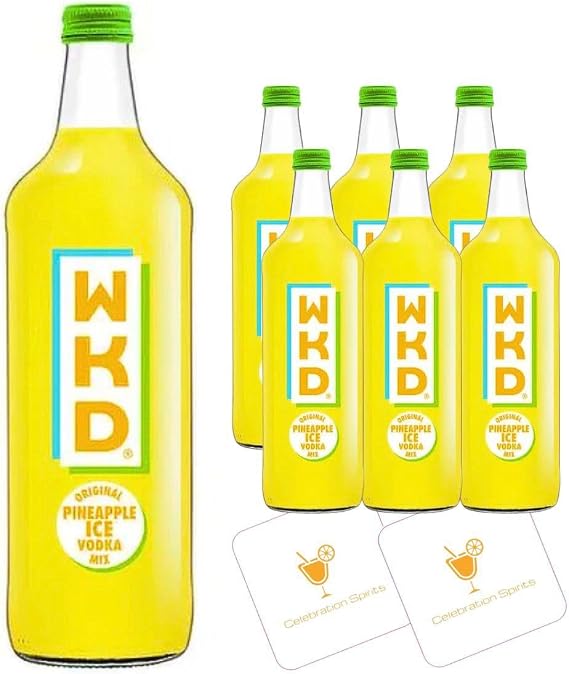 WKD Pineapple 700ml Bottles | 6 Pack | Fruity Ready-to-Drink Alcoholic Beverage | Vibrant Tropical Flavour