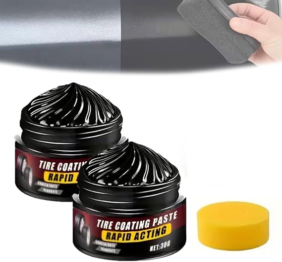 Premium Tire Coating & Trim Restorer, Cerakote Trim Restorer, Long-Lasting Ceramic Coating & UV Protection, Bring Back The Original Deep Black Shine To Rubber And Plastic ﻿(2pcs)