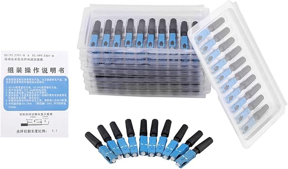 100pcs SC Optic Fiber Fast Connector with Quick Assembly Design