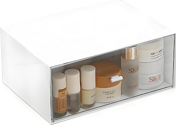 Letter Case, Document Case, Drawer, Small Organizer Storage, Stackable, Dustproof, 1 Drawer, White
