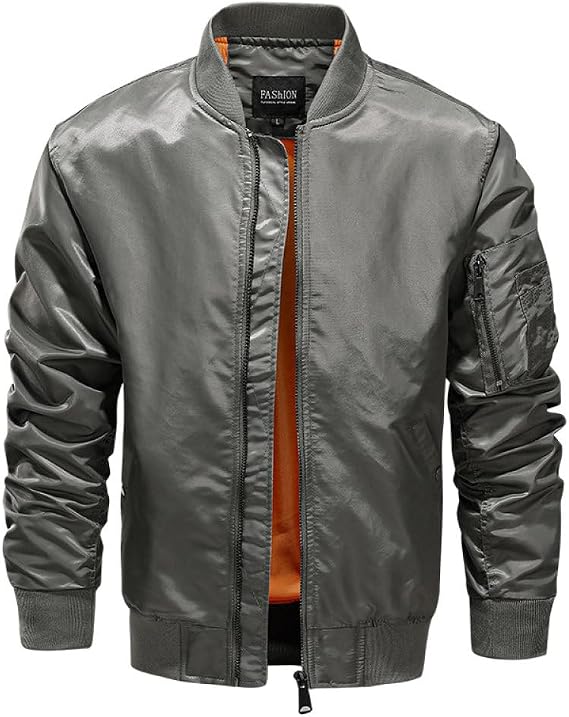 EsUkar Bomber Jacket Men,Lightweight Thin Transitional Jacket Men'S Slim Fit Blouson Tunic Jacket Classic Bomber Tactical Jacket Baseball Coat Multiple Pockets Work Jacket Collegejacke