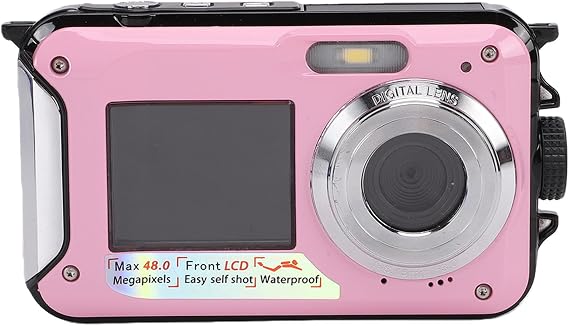 Jectse Water Proof Camera, 48MP 2.7K Autofocus 16x Zoom Floatable Dual Screen Underwater Camera with 128GB Memory Card Support, for Snorkeling Swimming Diving