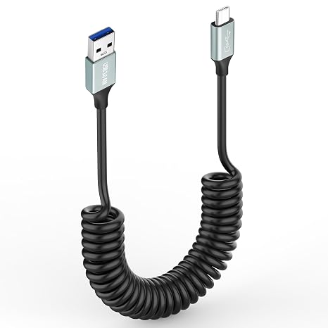USB to USB C 3.0 Cable Spiral USB A to Type C Charging Cable 5Gbps Data Transfer and 3A Fast Charging Cable USB C 3.1 Cable for Laptop PC Mobile Phone Car USB U Disk 3.28 Ft/1 m
