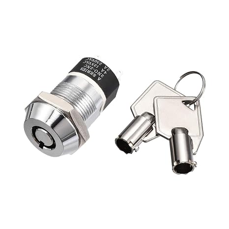 Sourcingmap 19mm 2 Positions Key Locking Push Button Switch with 2 Keys 2NO 2NC S1902 1pcs