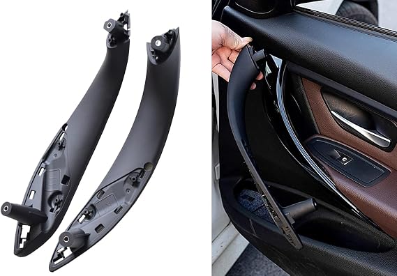 1 Pair Black Front Interior Door Handles for BMW F30 F31 F32 F33 F34 F36 F80,Car Inner Trim Door Pull Handle Cover for BMW 3 4 Series 316 318 320 325 316 318 320 325 328 330 340 (Black, Front)