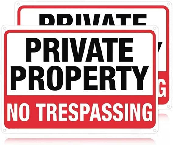 2Pack Private Property No Trespassing Signs Metal, Private Property Signs Outdoor,No Trespassing Reflective Rust-Free Weatherproof for Indoor & Outdoor Use, Gate Sig/ns for Outside, Keep Out Sig/n