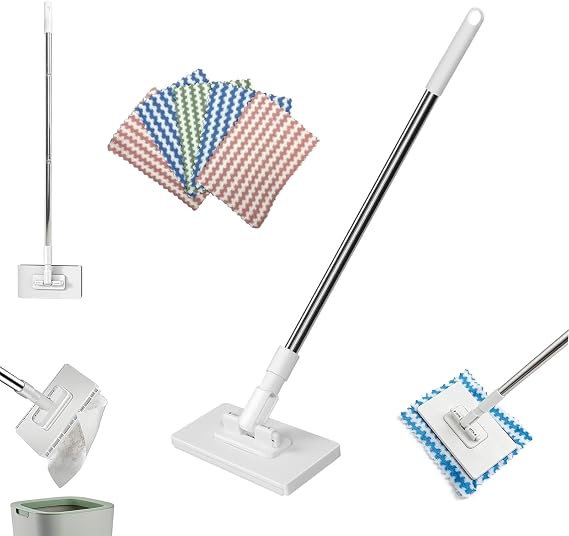 Lazy Snap Grip Flat Mop, Mini Mop with Pressure Clamping System