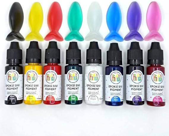 HOBİFLEX EPOKSİ REÇİNE SIVI PİGMENT BOYA TRANSPARAN SET 8 RENK 20 ML (160 ml)