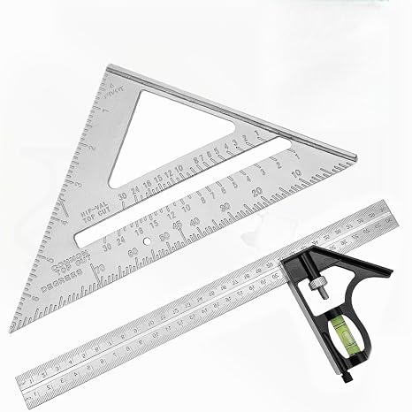 2 Pcs Combination Square Set, 12" & 7" for Carpentry & Woodworking
