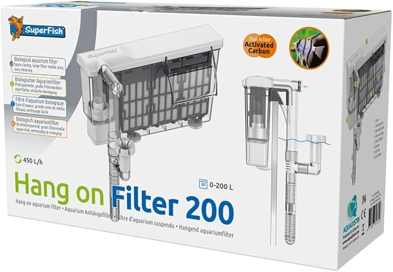 SuperFish Aquarium Hang-On Filter 200