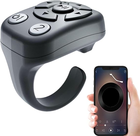 Remote Control Page Turning Ring - Presentation Clicker, Wireless Page Turning | Button Ring Fingertip Wireless E-Reader Controller, Camera Selfie Button E-Book Page Turner for Travel Sports