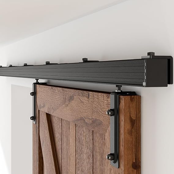 72"/6FT Box Rail Sliding Barn Door Hardware Kit, Heavy Duty Steel Barn Door Track, Interior Exterior Barn Door Hardware, Wall Mount Kit, Smoothly and Quietly Easy to Install (No Door)
