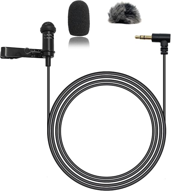Lavalier Lapel Microphone Condenser Mic Condenser Wired Clip On Lav Microphone for Rode GO II Wireless Pro,for DJI Wireless Mic 2 (90 Degree 3.5mm TRS Plug for DJI and for Rode)