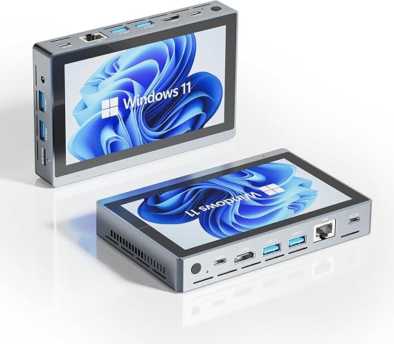Mini PC Intel N5095 with Touch Panel Mini PC Windows 11 Pro Small PC DDR4 16GB+256GB 4 Cores/4 Threads Max Frequency 2.9GHz Mini Computer 4K@60Hz Dual Screen Output Mini PC Abundant Interfaces USB3.0