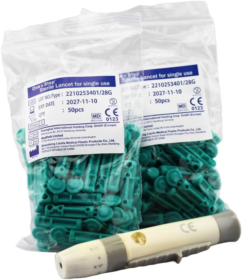 1 x Lancing Device  100 x 28G Lancets