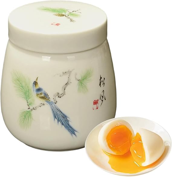 Ceramic Egg Steamer Cup, 220ml Covered Egg Cooking Bowl