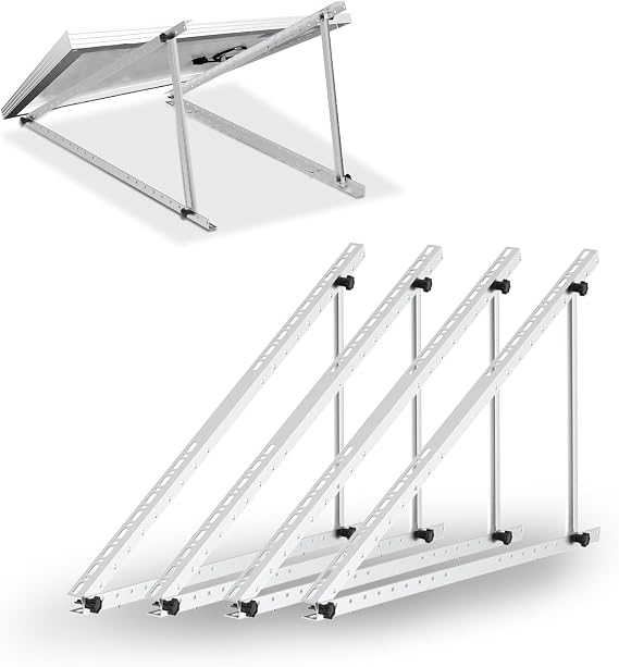 Solar Panel Brackets 46 Inch Adjustable Solar Panel Mount with Foldable Tilt Legs, 2 Sets Solar Mounting Brackets for 2-4pcs 180-500W Solar Panels, Ideal for Roof, RV, Boat, Marine