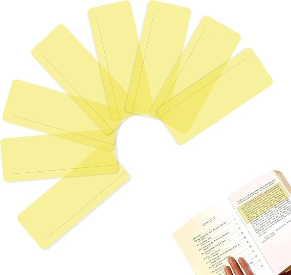 SANTUO Coloured Overlays for Dyslexia 8 Pack - Yellow Overlays for Dyslexia Reading Tools, Dyslexia Aids & Visual Stress Relief for ADHD, Irlen Syndrome