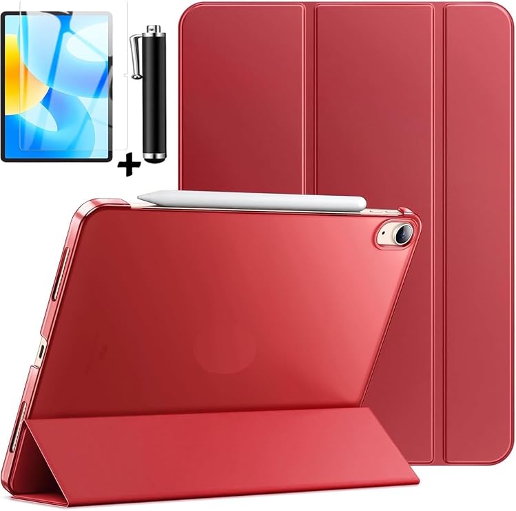 m.tk moveteck Huawei MatePad 11.5/11.5s/Air 11.5 inç ile Uyumlu Smart Standlı Kılıf, Ekran Koruyucu Cam, Kalem Set, Kırmızı