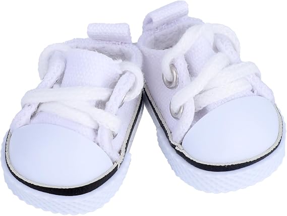 Mikovivi 2pcs Doll Shoes, Mini Cute Fashion White Sneakers Cute Clothes Accessories for 15cm 17cm Dolls Outfit & Display (Dolls Not Included)