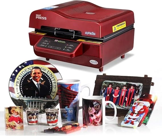 Heat Press Machine, 3D Sublimation Vacuum Printer, for Mugs, T-Shirts, and Phone Cases - Digital Printing Machine for Sublimation and Heat Transfer(Red)