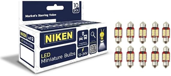NIKEN 31mm Sofit LED Miniature Ampul12-24V, Araç Tavan, İç Aydınlatma için, 10'lu Paket
