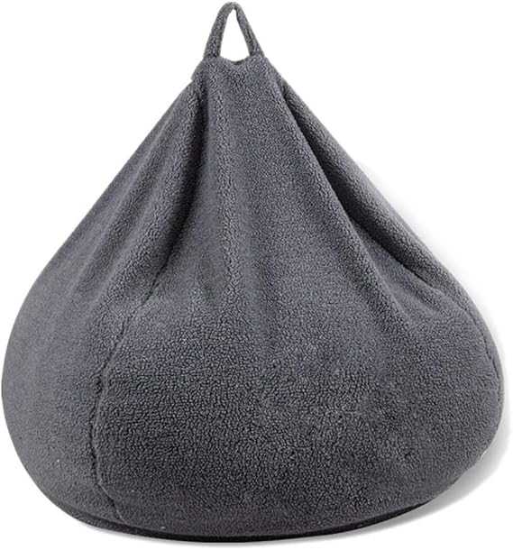 Soft Fluffy Wool beanbag Large Cashmere Fleece living room Lazy sofa Party Festival Floor Seat(Grey,L)