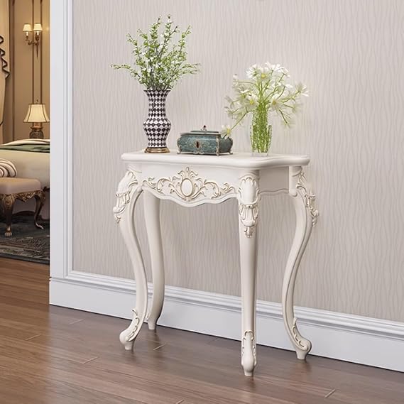 YVYKFZD White Console Table, Vintage Entryway Table, Farmhouse Sofa Tables, Narrow Hallway Accent Tables, for Entrance, Living Room, Foyer(Gold,L 70cm/27.5")
