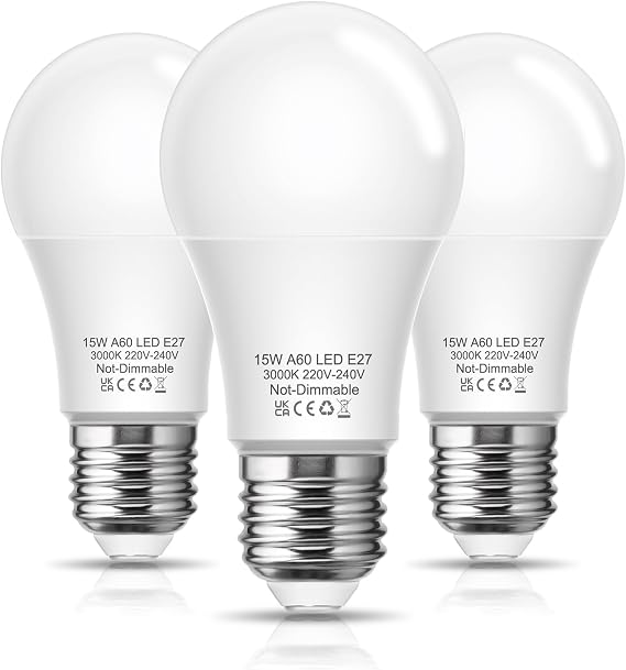 E27 LED Bulb 150W Equivalent, 15W E27 Light Bulbs Screw Warm White, 3Pack [Energy Class F]
