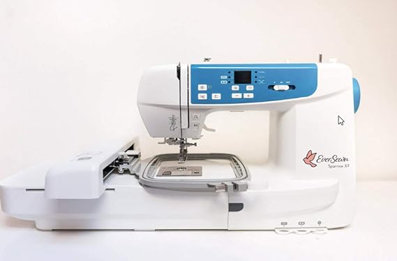 Ever Sewed SPARROWX2 White Metal Sewing & Embroidery Machine 18 x 12.5 x 8 Inches 20lb 120+ Stitching Pattern 2 Hoops Smart Device Control Over 100 Embroidery Designs