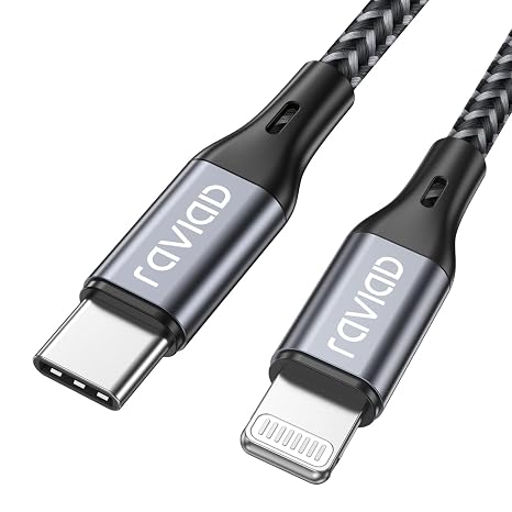 RAVIAD Cable USB C a iPhone 2M [MFi Certificado] Cable Cargador iPhone Carga Rápida Power Delivery Cable Tipo C a iPhone para iPhone 13 Pro Max/13 Mini/12 Pro/11/SE 2020/XR/XS/X/8/8 Plus - Gris