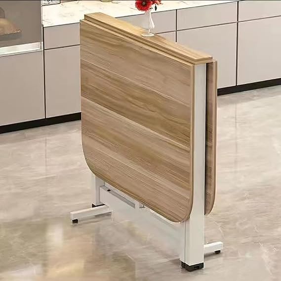 Drop Leaf Multifunction Expandable Table - Wooden Foldable Kitchen & Living Room Table, Folds in 3 Forms, Space Saving(Natural,120cm)