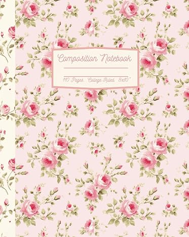 Coquette Composition Notebook: Light Pink Floral Aesthetic College Rule Lined Journal: 8x10"