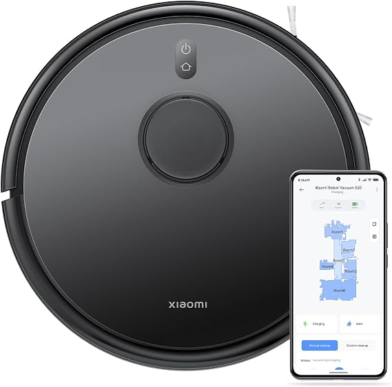 Xiaomi Robot Vacuum S20, 5000Pa Emiş Gücü, Akıllı Robot Süpürge, Siyah
