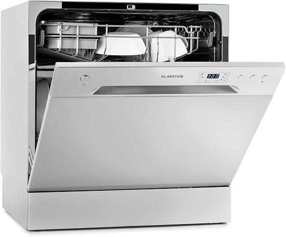 Klarstein Table Top Dishwasher, 8 Place Setting Mini Dishwasher, Quiet Operation Countertop Dishwasher w/ 6 Washing Programs, Compact Tabletop Dishwasher, Easy To Install Homes/Office Small Dishwasher
