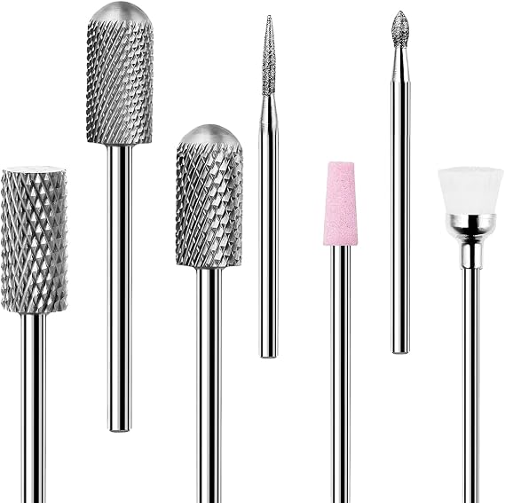 Nail Drill Bits Set 7pcs, 3/32 Inch Shank Electric Nail File Machine Bits