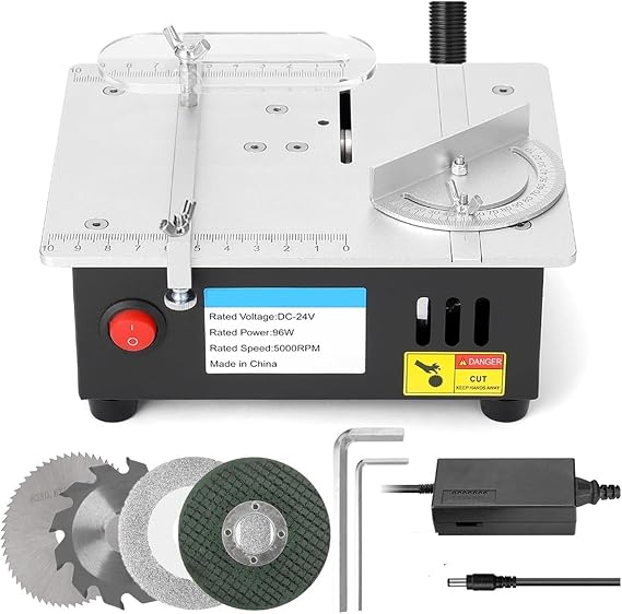 Mini Multifunctional Table Saw Electric Desktop Saws Small Household DIY Cutting Tool Woodworking Bench Lathe Cutter Machine for DIY Use(S-2 Set)
